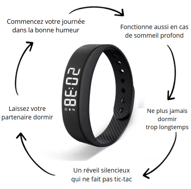 Bracelet montre intelligent numérique - Réveillez-vous en douceur et en silence