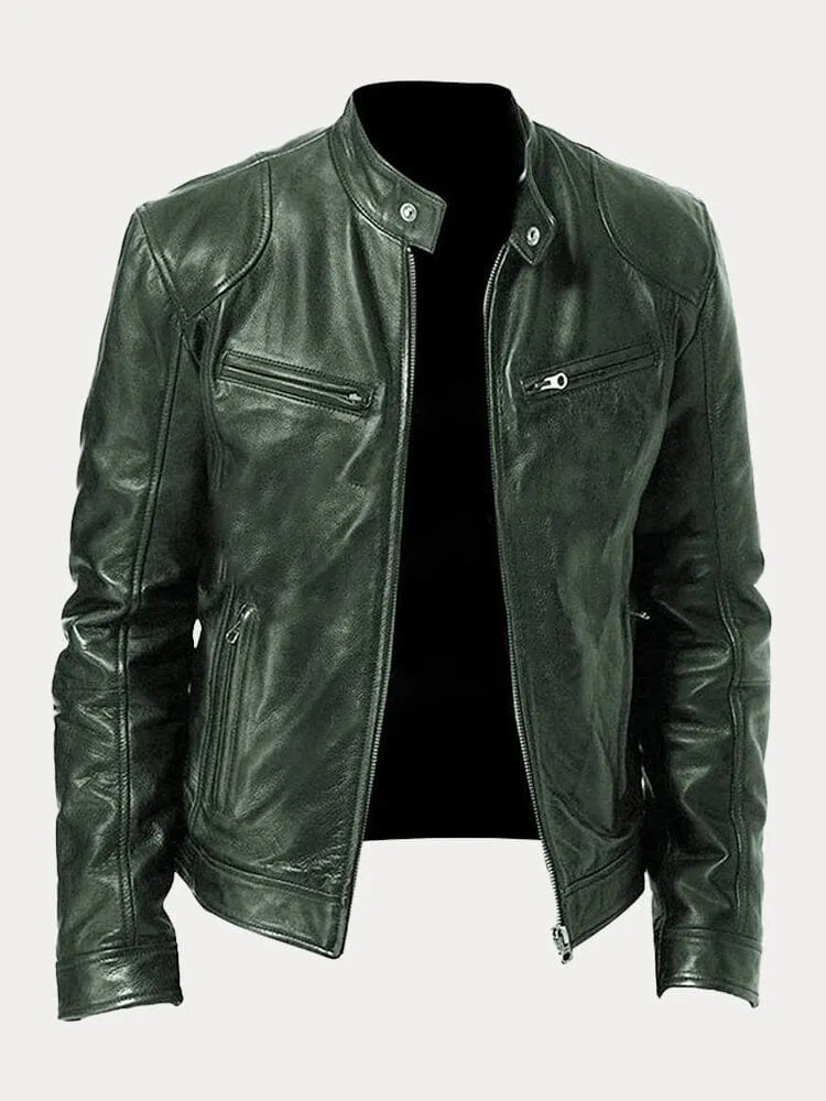 Elégante veste de style biker en simili cuir