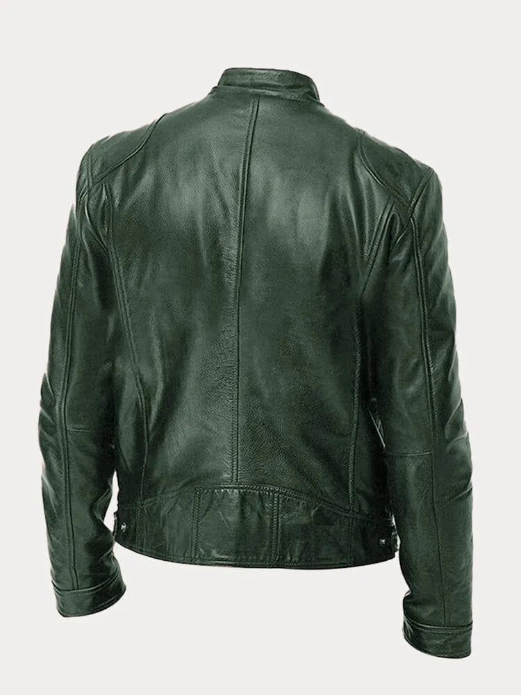 Elégante veste de style biker en simili cuir
