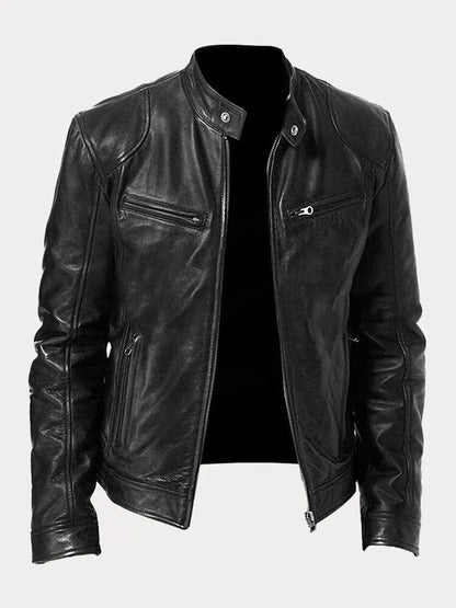Elégante veste de style biker en simili cuir