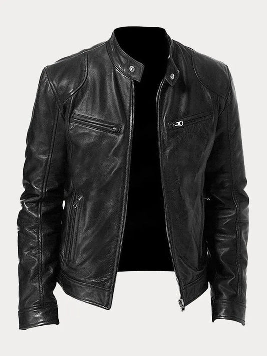 Elégante veste de style biker en simili cuir