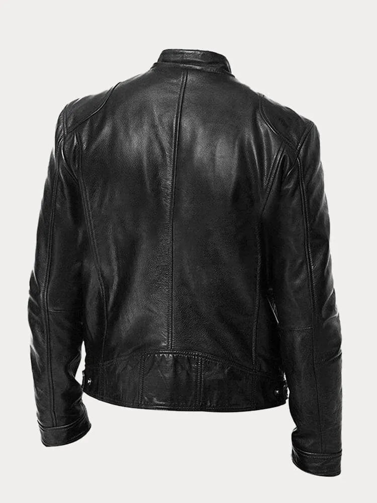 Elégante veste de style biker en simili cuir