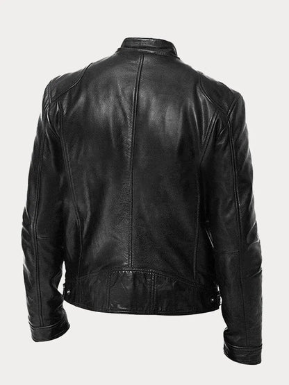 Elégante veste de style biker en simili cuir