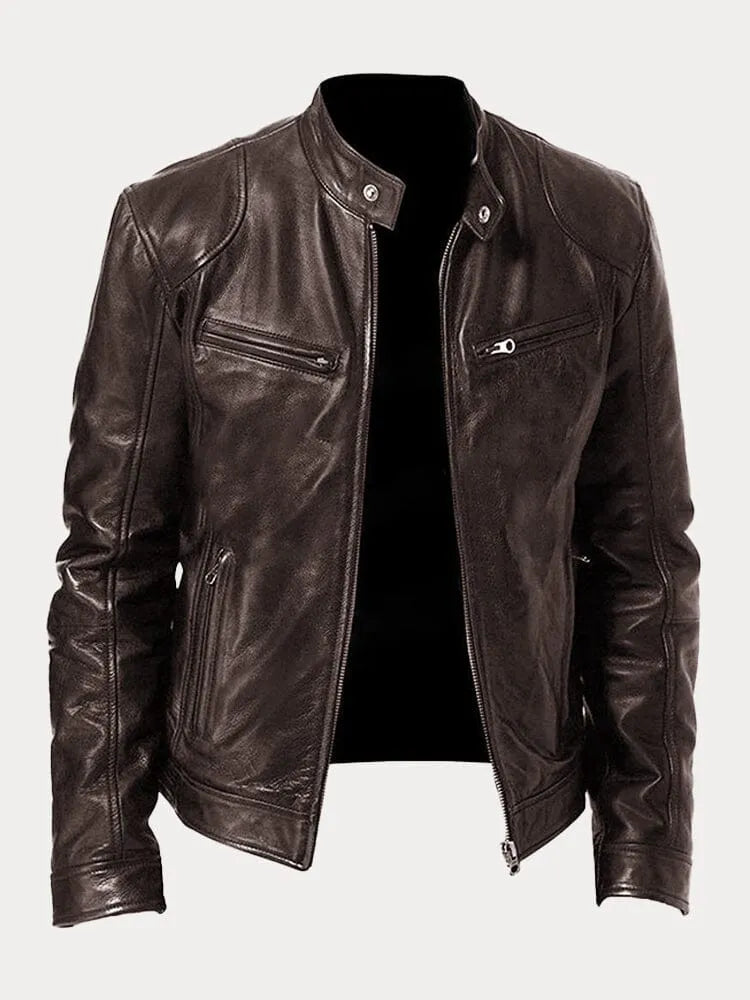 Elégante veste de style biker en simili cuir