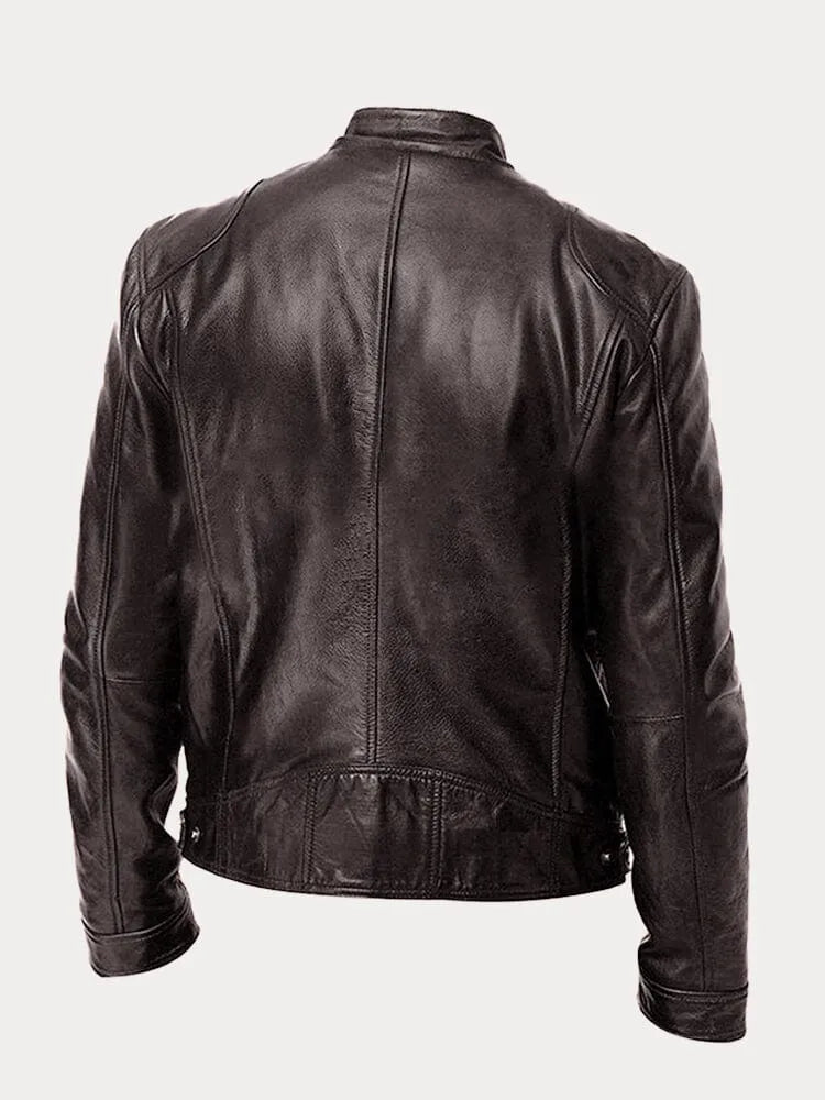 Elégante veste de style biker en simili cuir