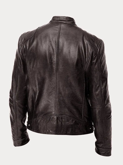 Elégante veste de style biker en simili cuir
