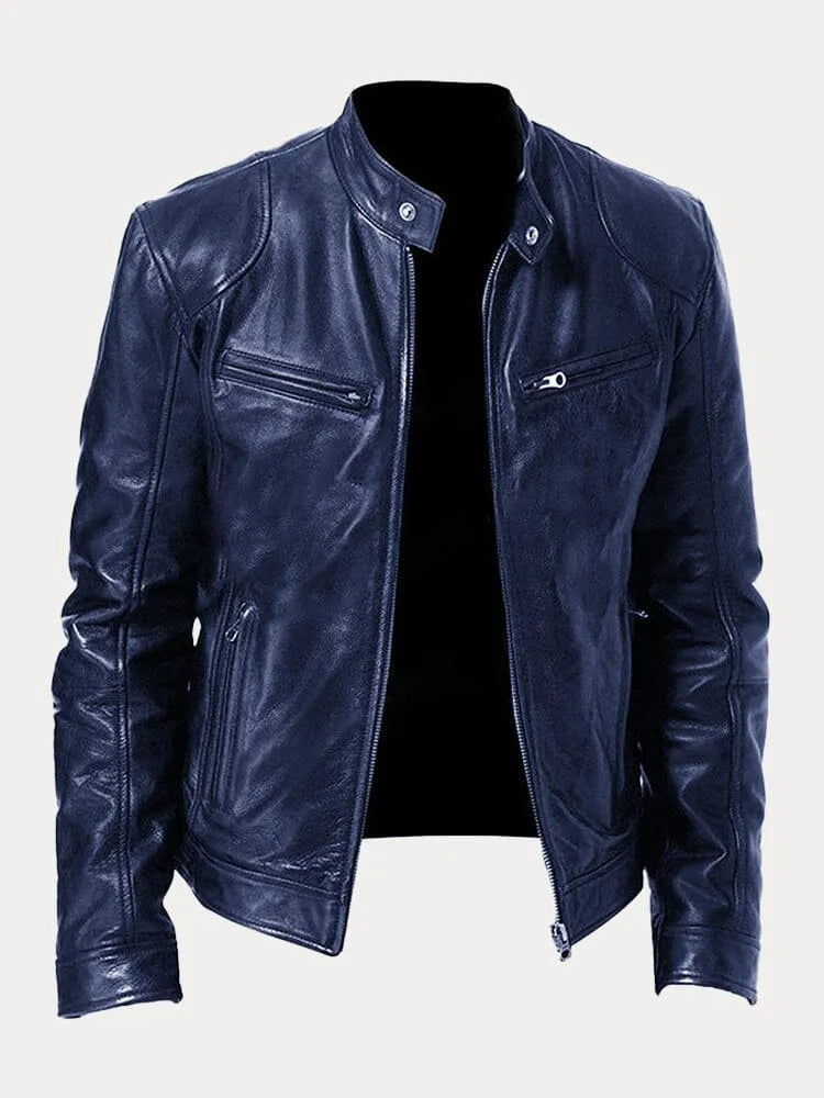 Elégante veste de style biker en simili cuir