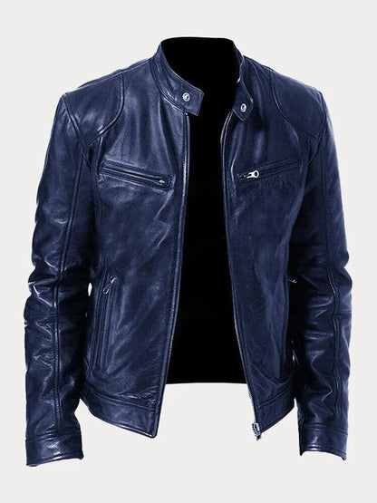 Elégante veste de style biker en simili cuir
