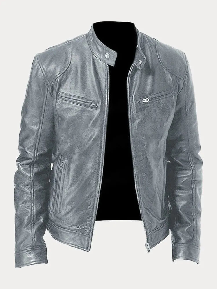 Elégante veste de style biker en simili cuir