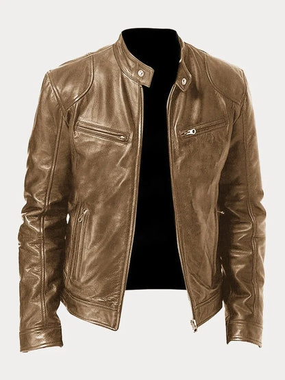 Elégante veste de style biker en simili cuir