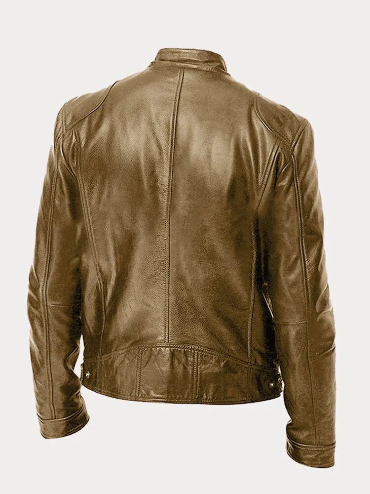 Elégante veste de style biker en simili cuir