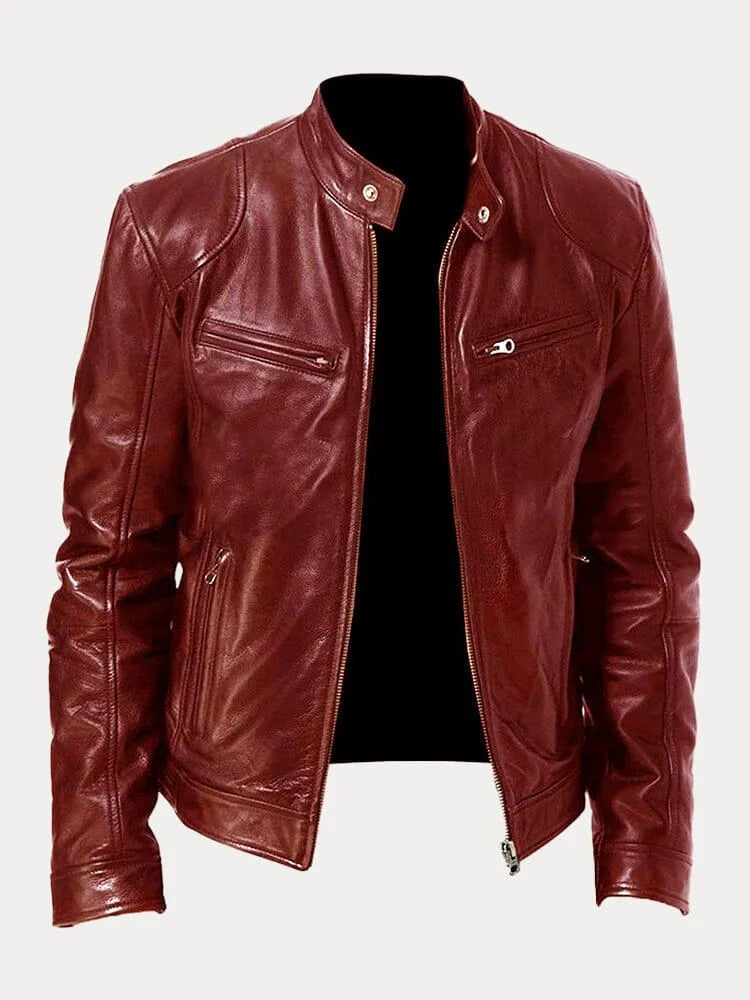 Elégante veste de style biker en simili cuir